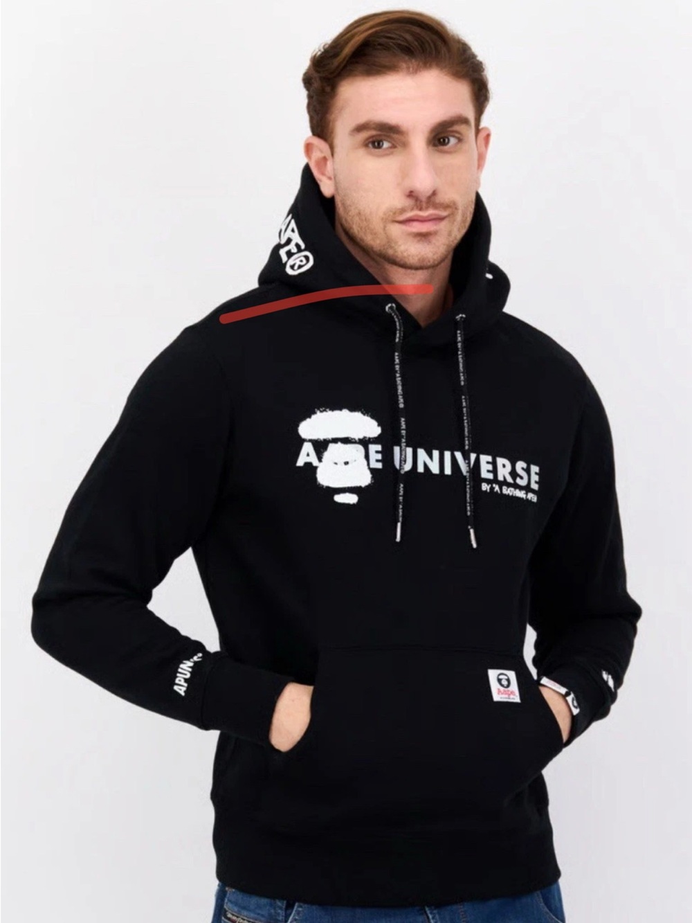 Aape by A Bathing Ape Ape Universe Iridescent Graphic Black Hoodie SZ.XL Bape